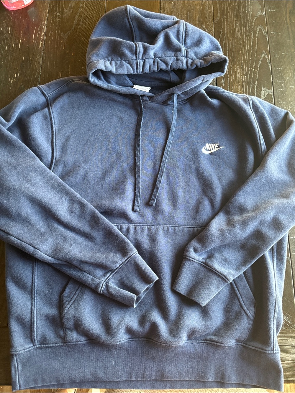 Nike Navy Blue Pullover Hoodie with White Swoosh